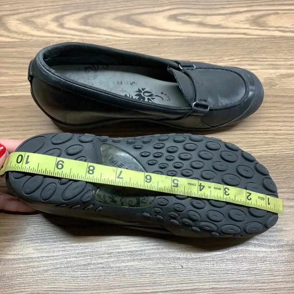 Merrell Plaza Glide Loafers Women's Size‎ 9.5 Black Leather Shoes Wedge